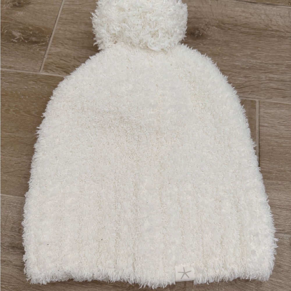 Barefoot Dreams CozyChic Fluffy Pom Pom Beanie in Ivory